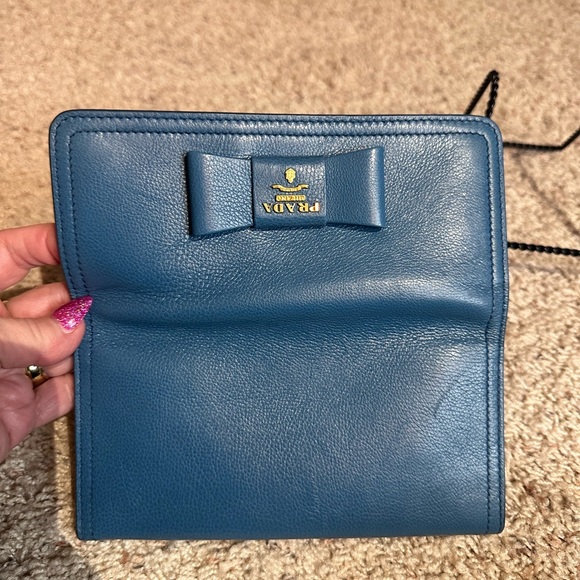 Prada Teal Leather Wallet with Bow Accent - Picture 5 of 11
